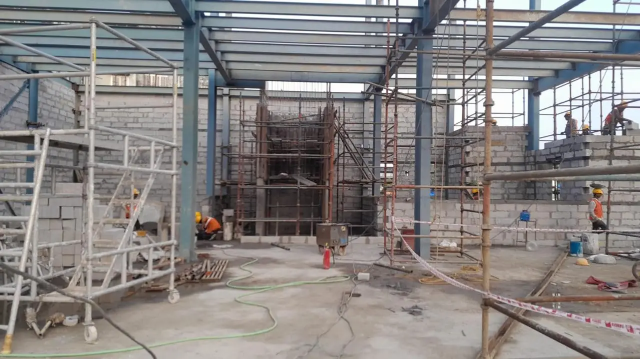 MS Fabrication — Interior view of steel roof framing