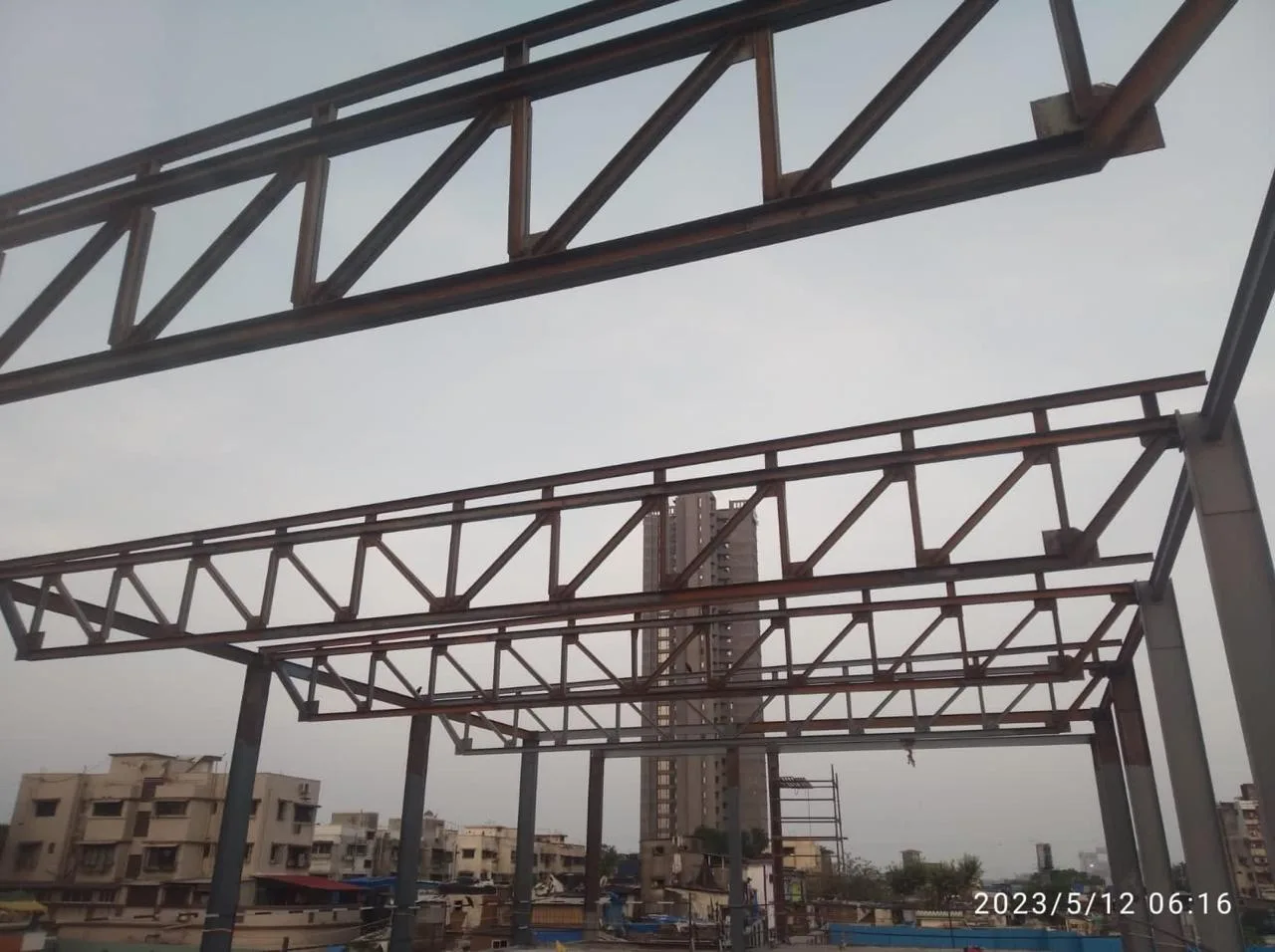Fabricated steel roof trusses and columns
