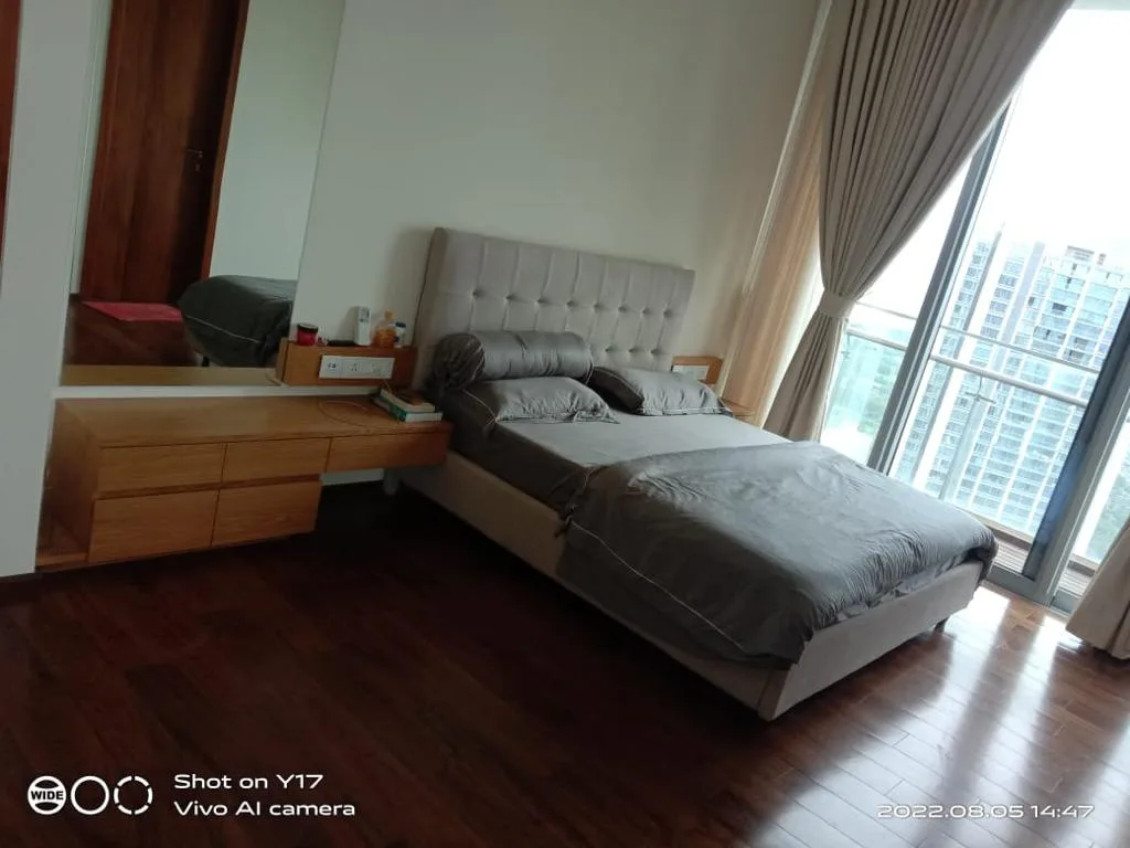 Residential Interiors — Bedroom with upholstered bed and wooden flooring