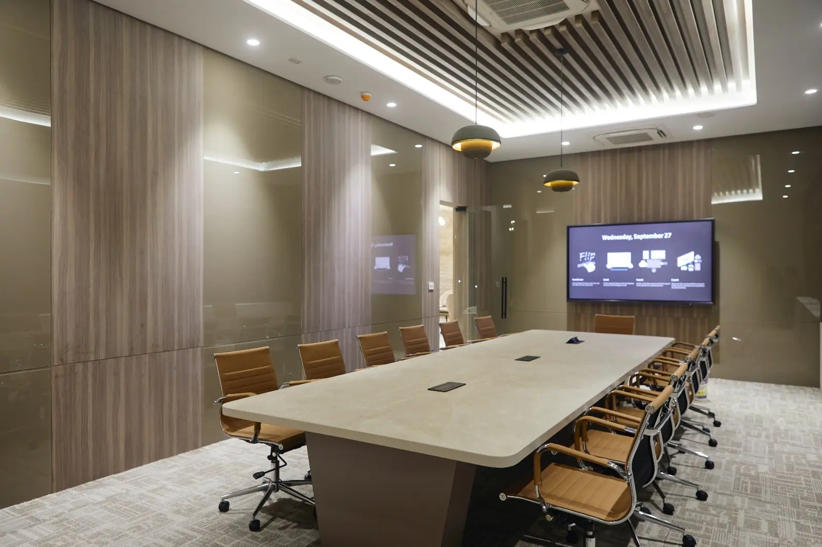Sales Offices — Conference room with slatted ceiling